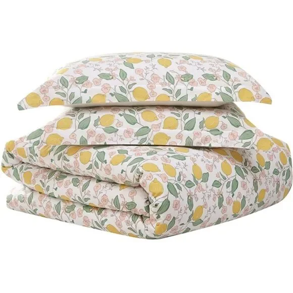 Brooklyn Loom Lemon 🍋 Tree‎ Comforter Set, Twin, Verbena 100% cotton